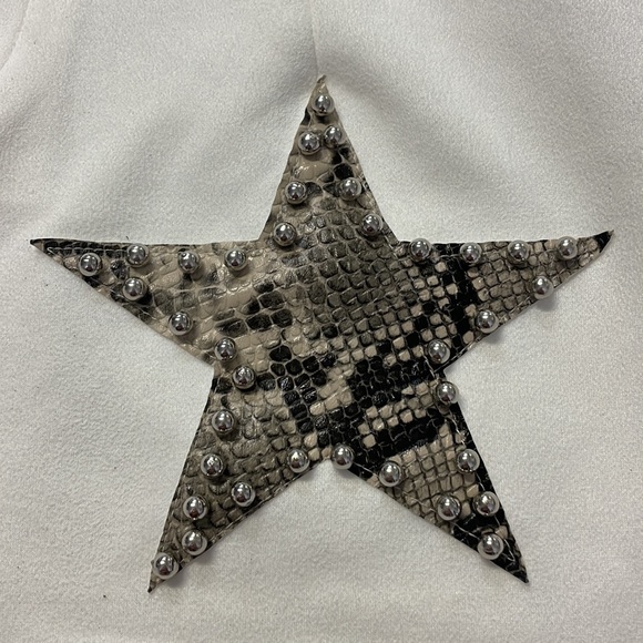 Saints & Hearts Cream Suede Shorts with Snake Print Stars & Studs Medium - Picture 3 of 11